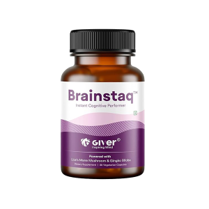 Brainstaq (Lions Mane Mushroom Extract & Ashwagandha) 850mg Veg Capsules